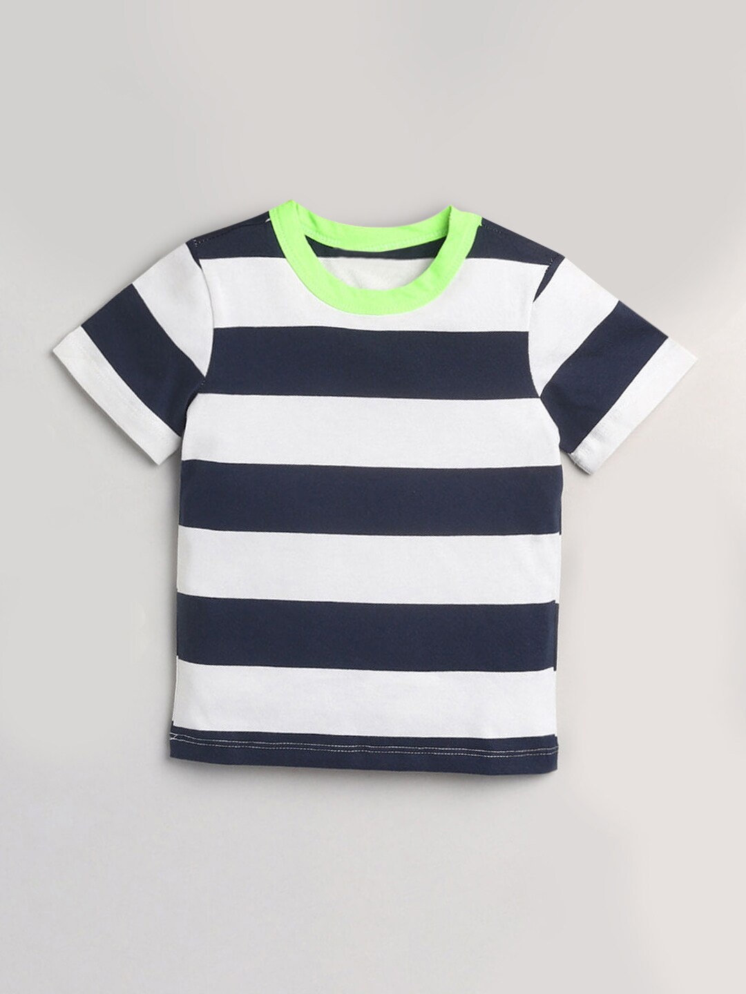 

Hopscotch Boys Navy Blue & White Striped T-shirt