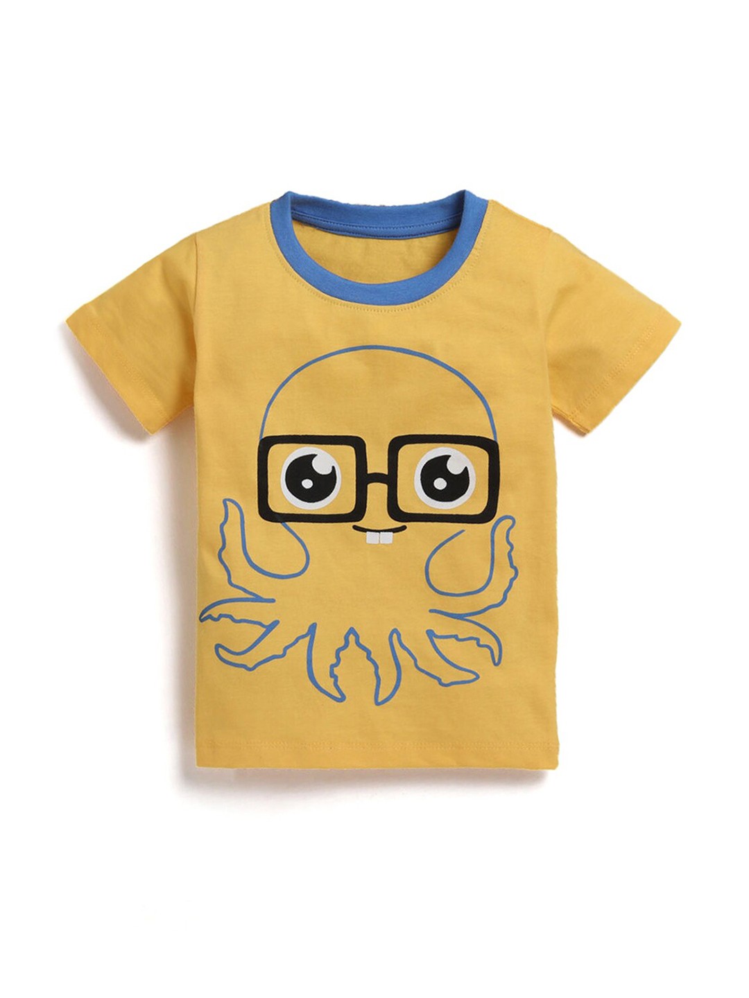 

Hopscotch Boys Yellow Printed T-shirt