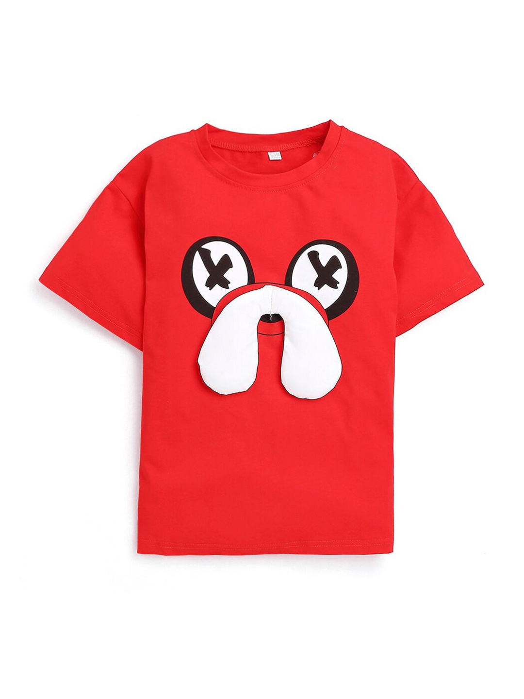 

Hopscotch Girls Red High Neck Applique T-shirt