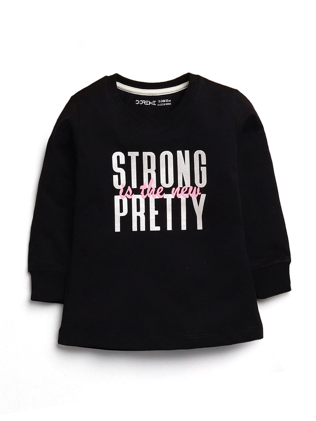 

Hopscotch Girls Black Typography Printed T-shirt