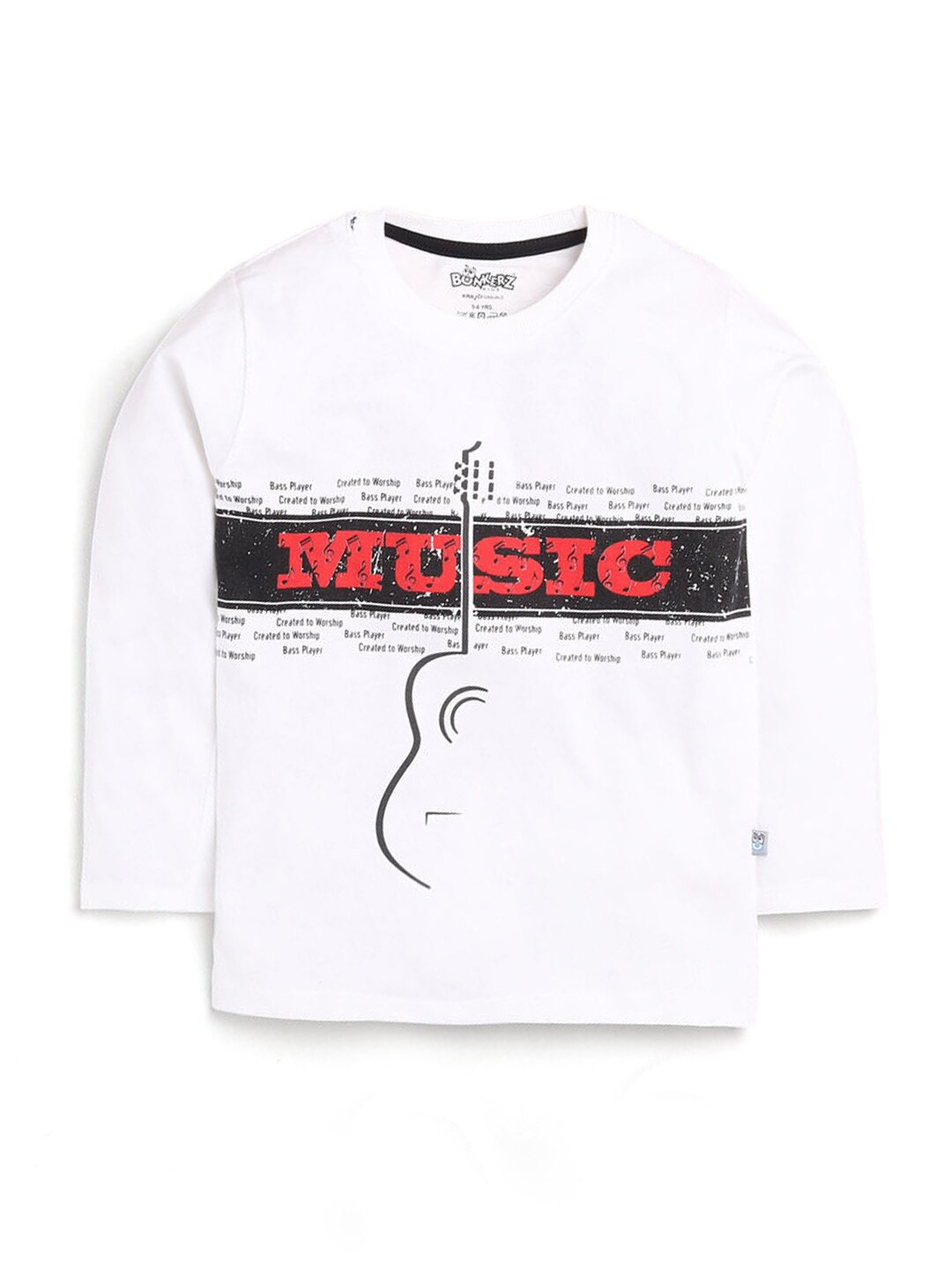 

Hopscotch Boys White Typography Printed Cotton T-shirt