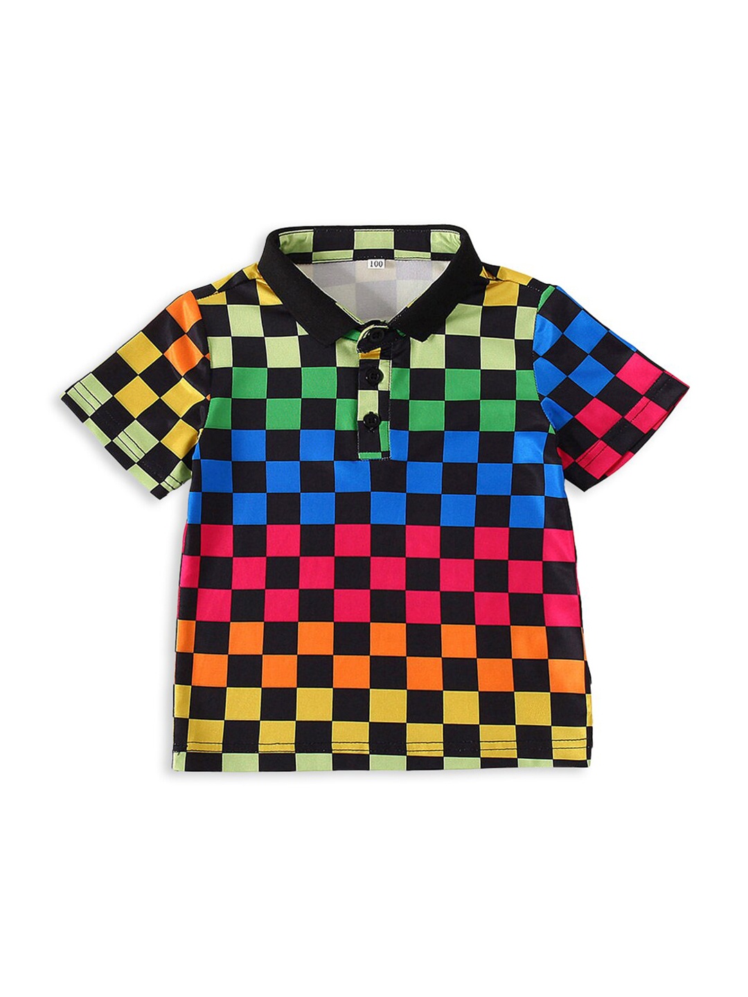 

Hopscotch Kids-Boys Yellow Checked Polo Collar T-shirt