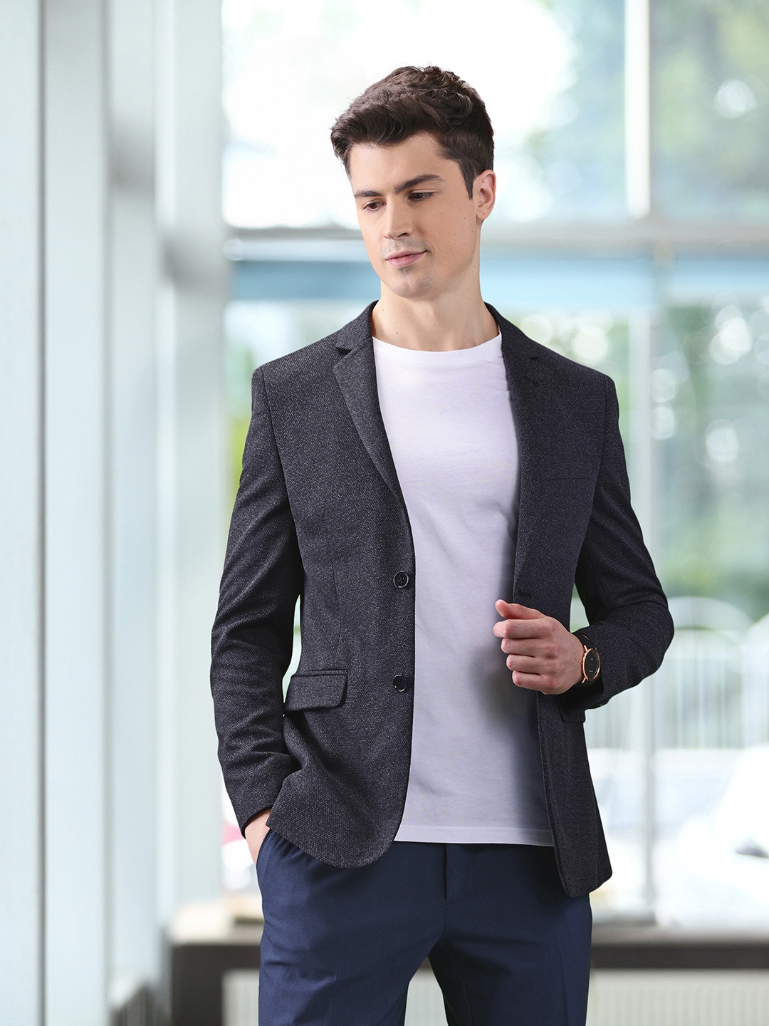 

INVICTUS Slim Fit Single Breasted Blazer, Charcoal