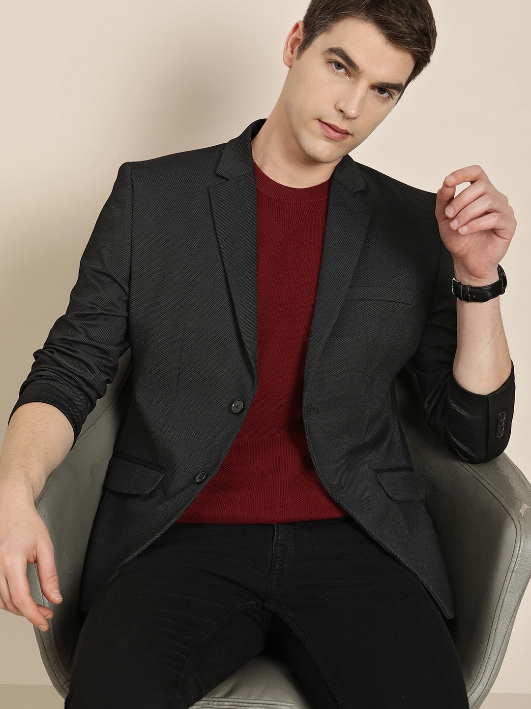 

INVICTUS Men Notched Lapel Slim Fit Blazer, Black