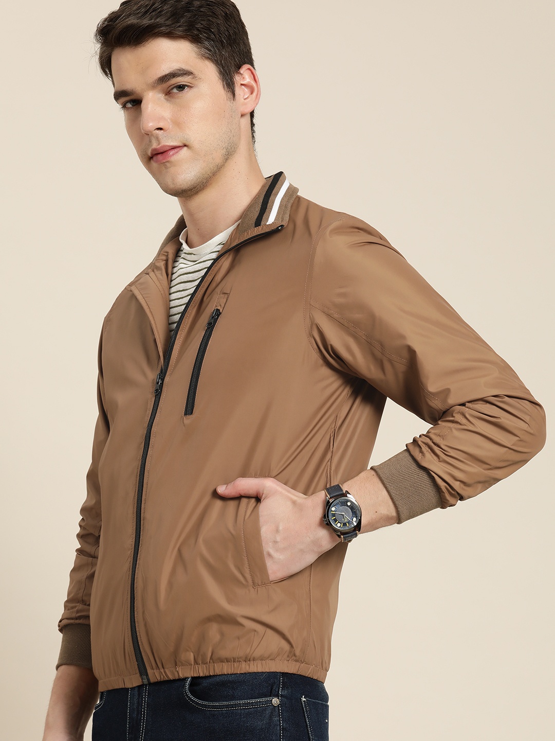 

INVICTUS Men Woven Tailored Jacket, Brown