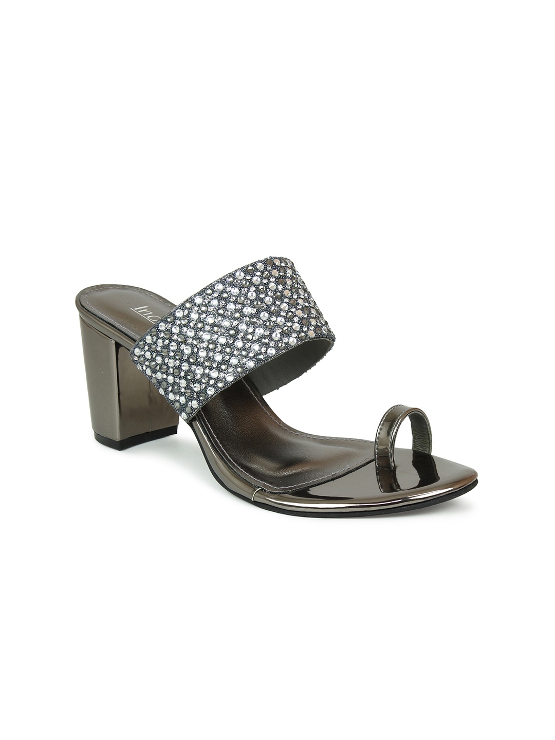 

Inc 5 Gunmetal-Toned Embellished Ethnic Block Heels, Metallic