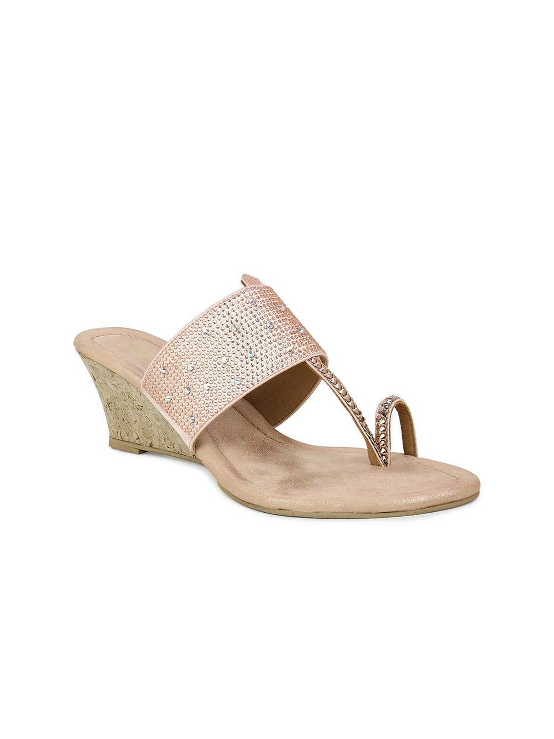 

Inc 5 Women Copper-Toned & Peach-Coloured Embellished Wedge Sandals