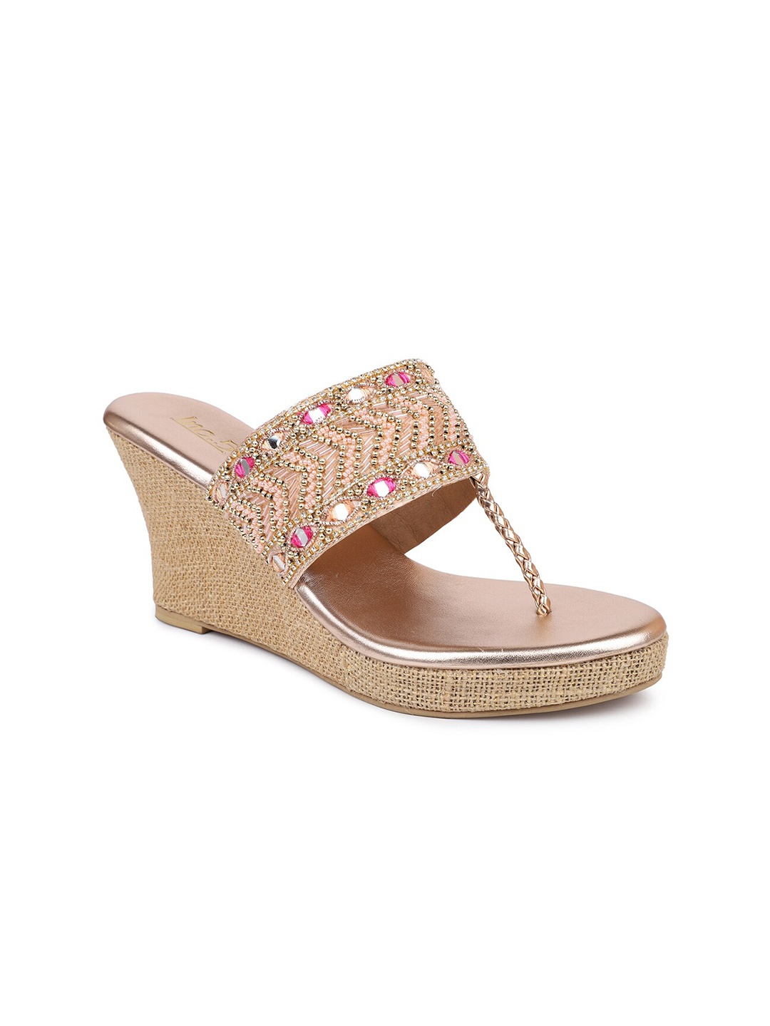 

Inc 5 Women Silver-Toned & Silver-Toned Ethnic Comfort Sandals