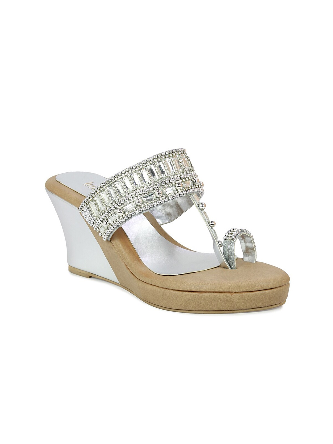 

Inc 5 Silver-Toned Embellished Party Wedge Sandals