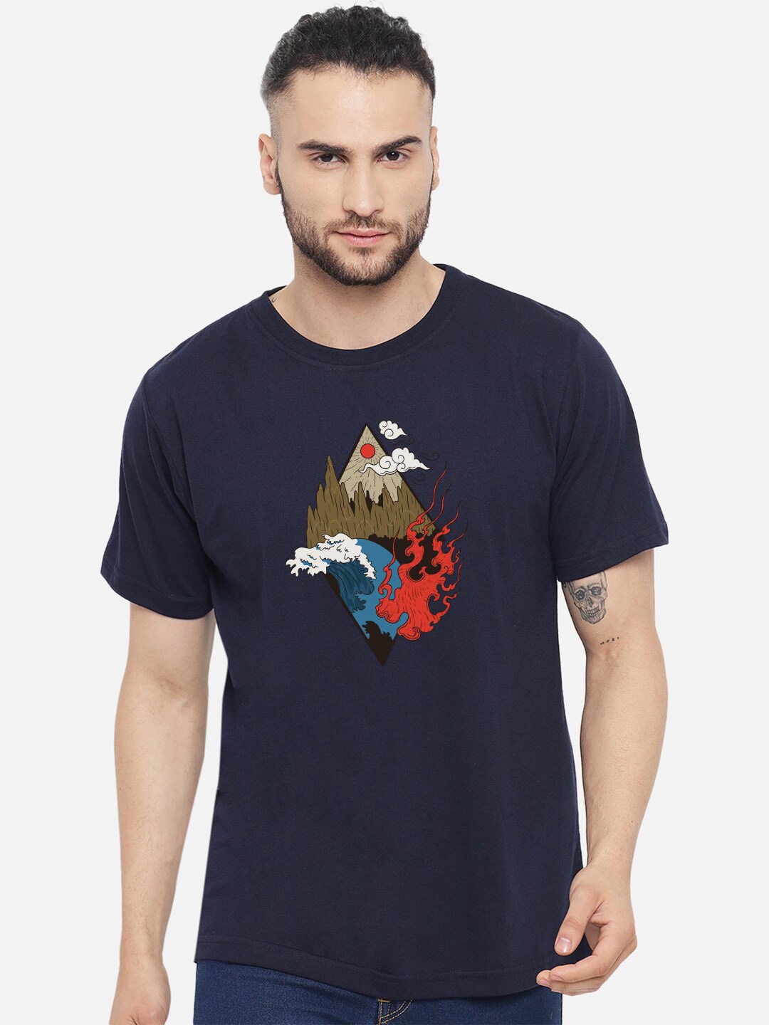 

FFLIRTYGO Men Blue Printed T-shirt