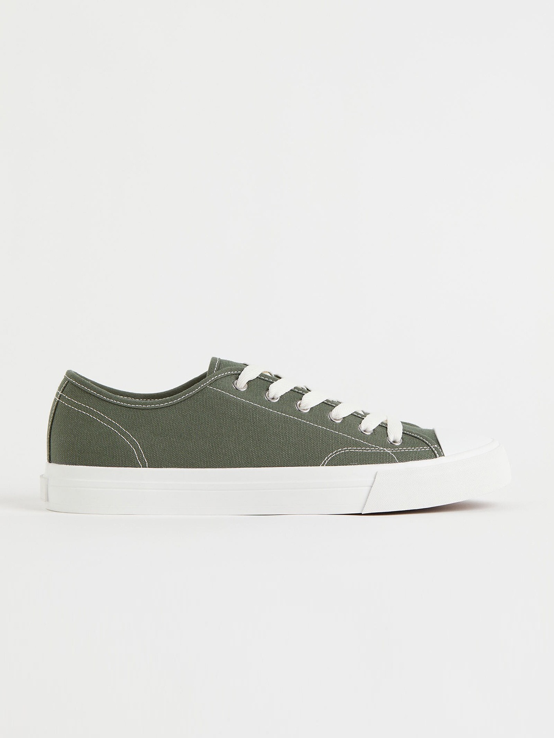 

H&M Men Green Solid Pure Cotton Canvas Trainers