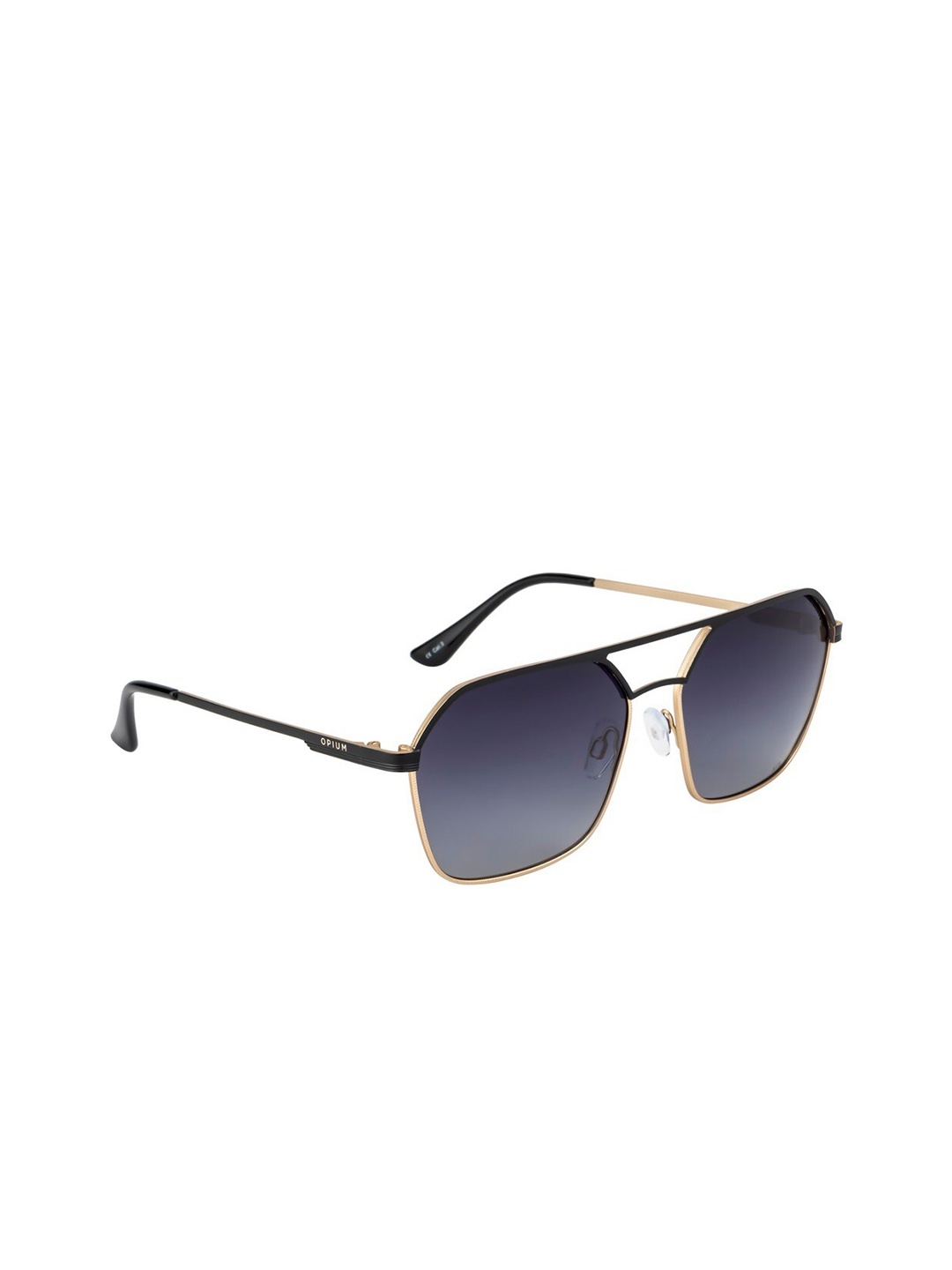 

OPIUM Men Grey Lens & Gold-Toned Rectangle Sunglasses with Polarised Lens