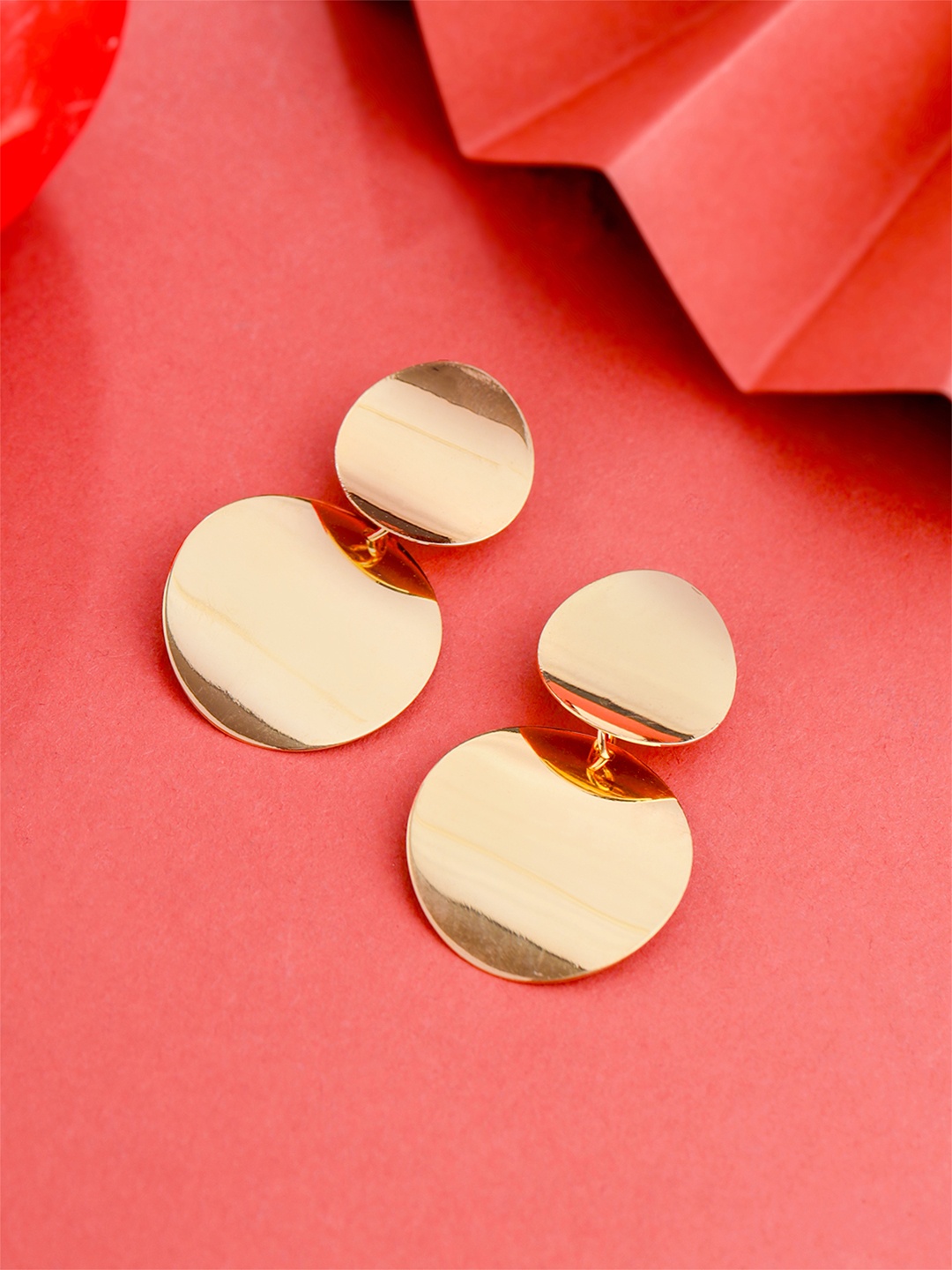 

Yellow Chimes Gold-Toned Contemporary Drop Earrings