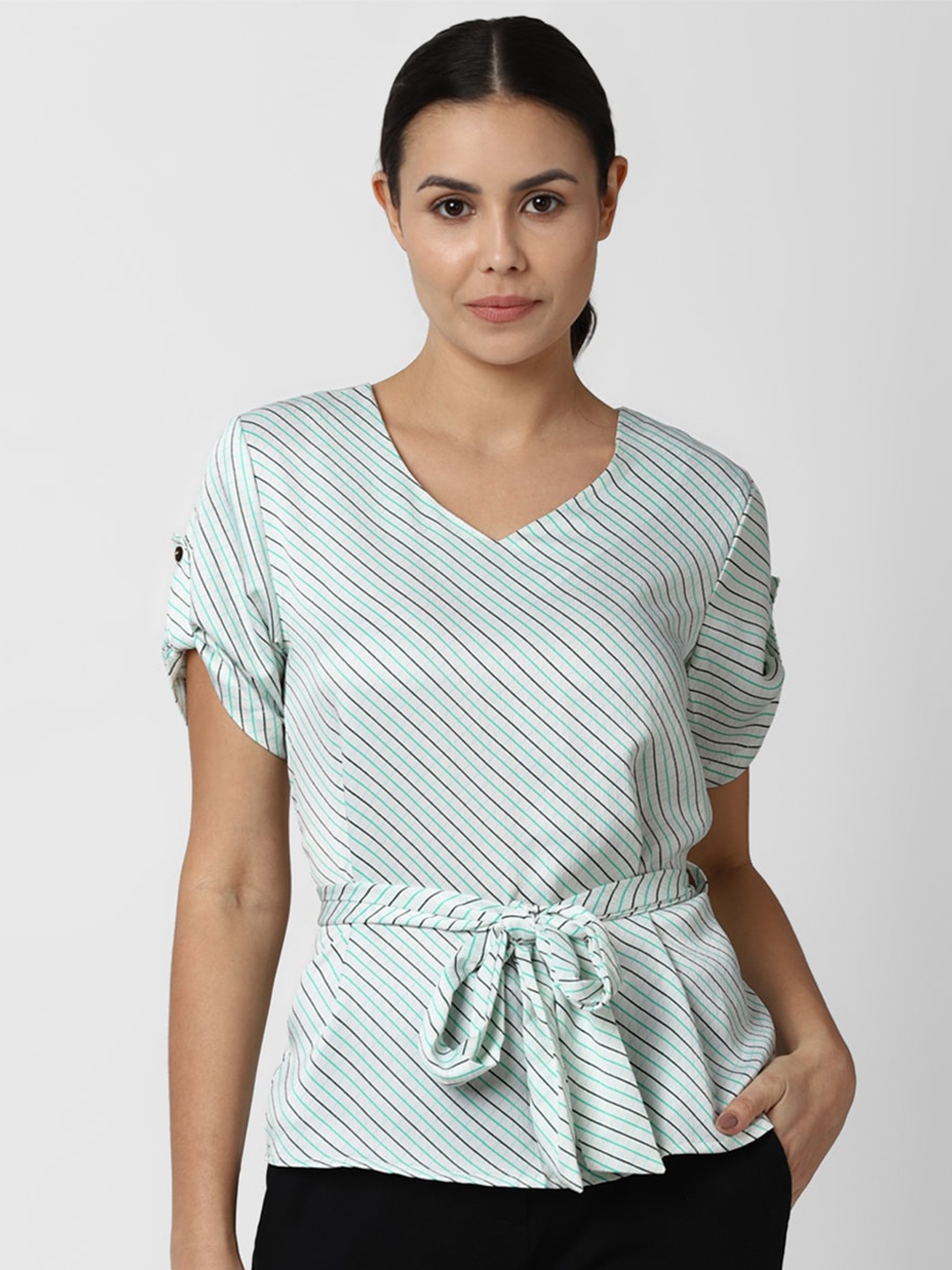 

Van Heusen Woman Striped Formal Top, Green