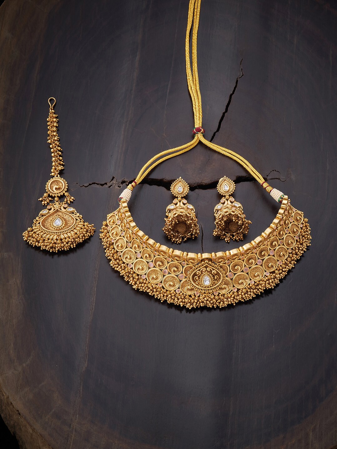 

Kushal's Fashion Jewellery Gold-Toned & Pink Gold-Plated Antique Necklace
