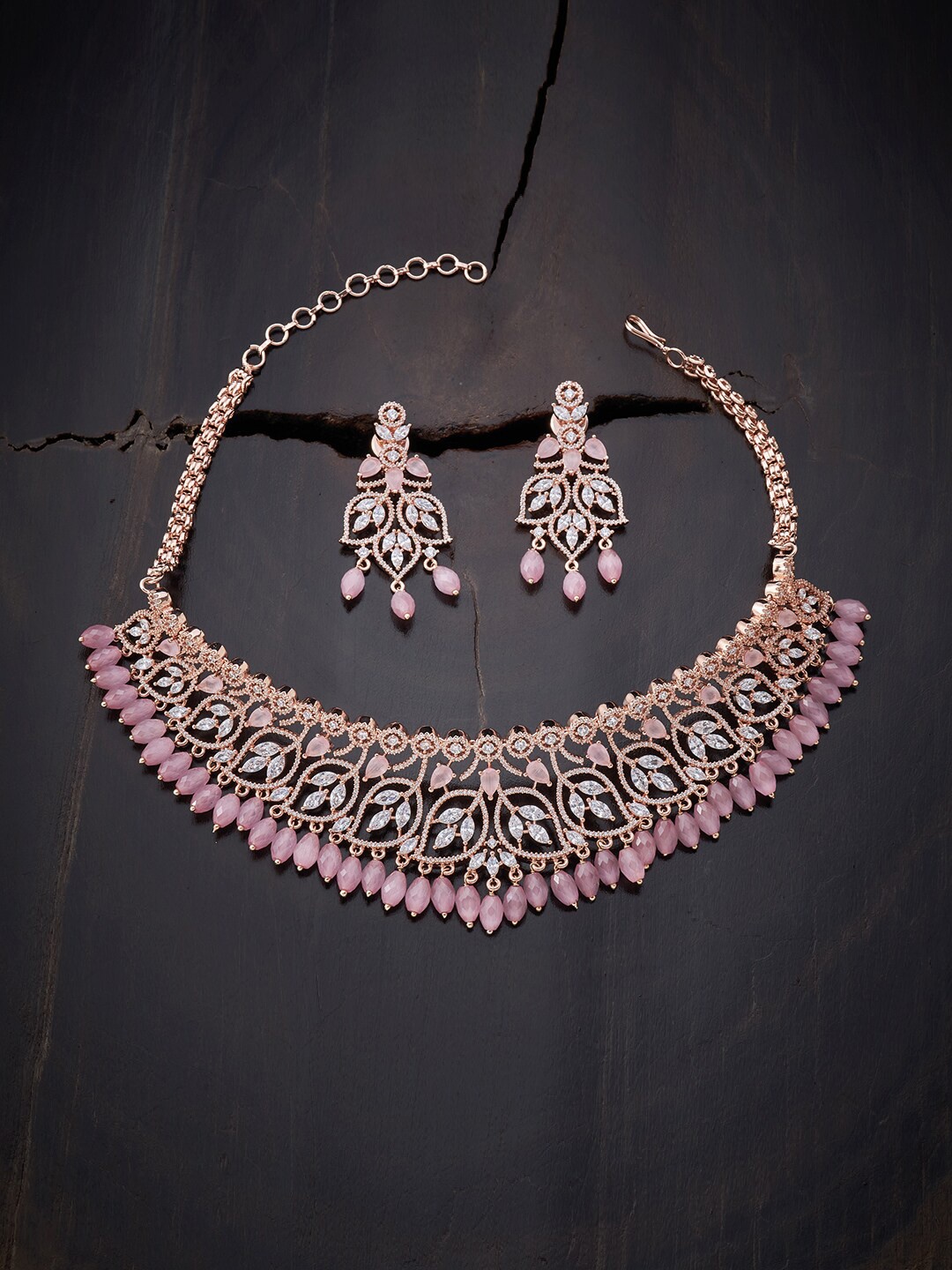 

Kushal's Fashion Jewellery Pink Rose Gold-Plated Choker Necklace