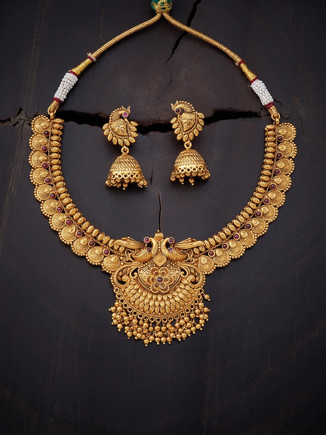 

Kushal's Fashion Jewellery Red Gold-Plated Antique Necklace
