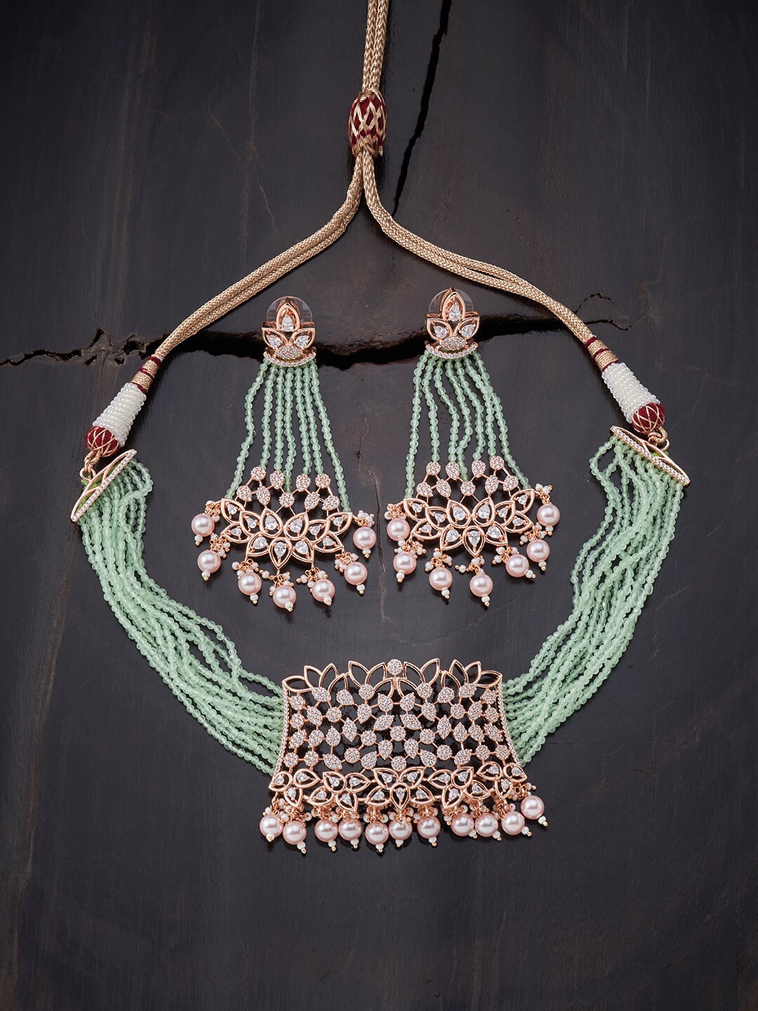 

Kushal's Fashion Jewellery Sea Green Gold-Plated Layered Necklace