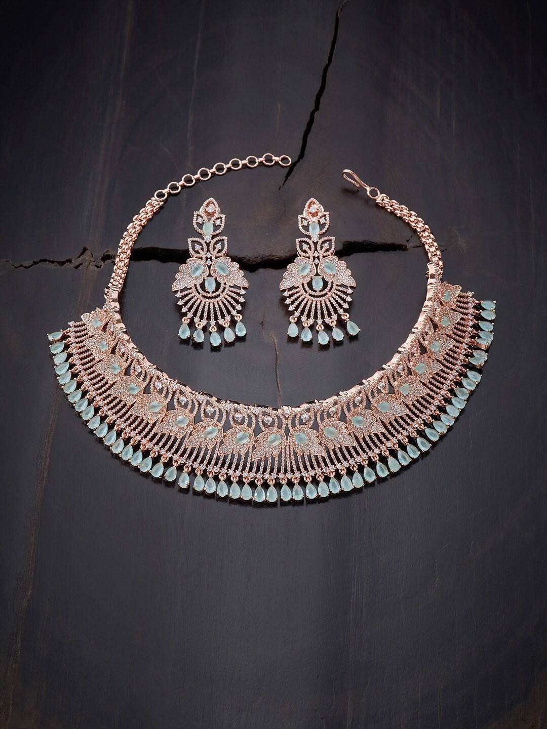 

Kushal's Fashion Jewellery Sea Green Gold-Plated Choker Necklace