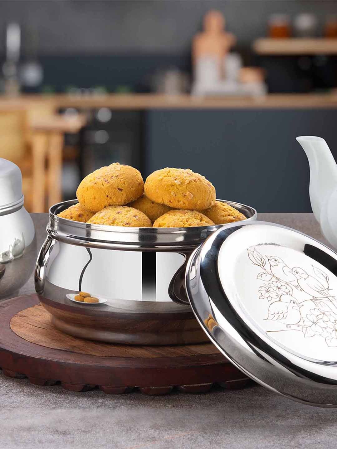 

PDDFALCON Silver-Toned Solid Belly Stainless Steel Storage Container