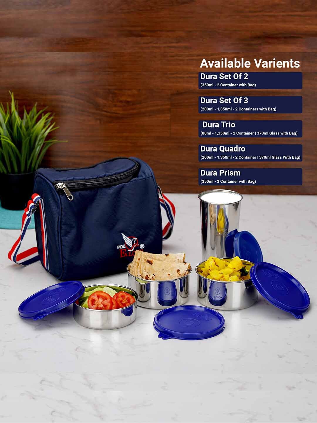 

PDDFALCON Set Of 3 BPA Free Certified Lunch Box & Tumbler 1070 ml, Blue