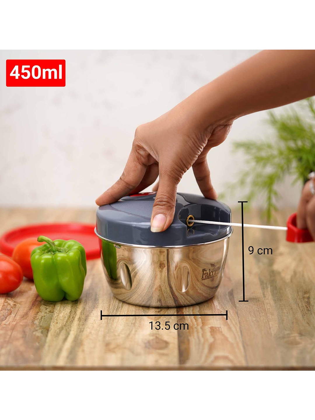 

PDDFALCON Red & Silver Vegetable Chopper