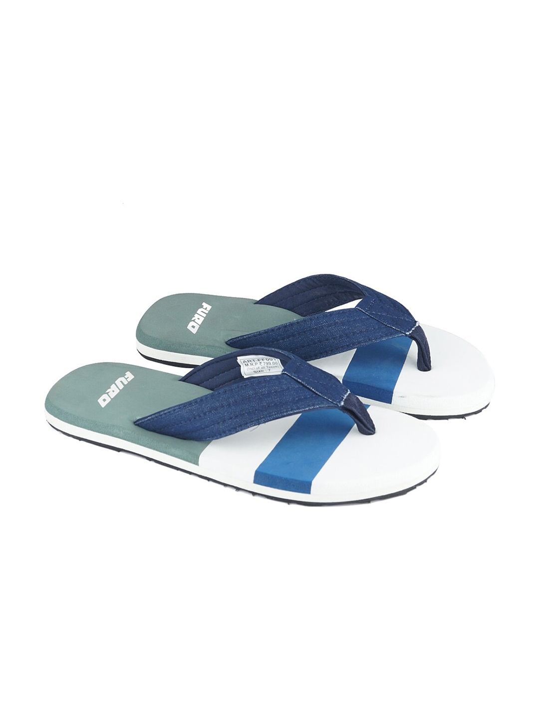 

FURO by Red Chief Men Navy Blue & White Striped Thong Flip-Flops