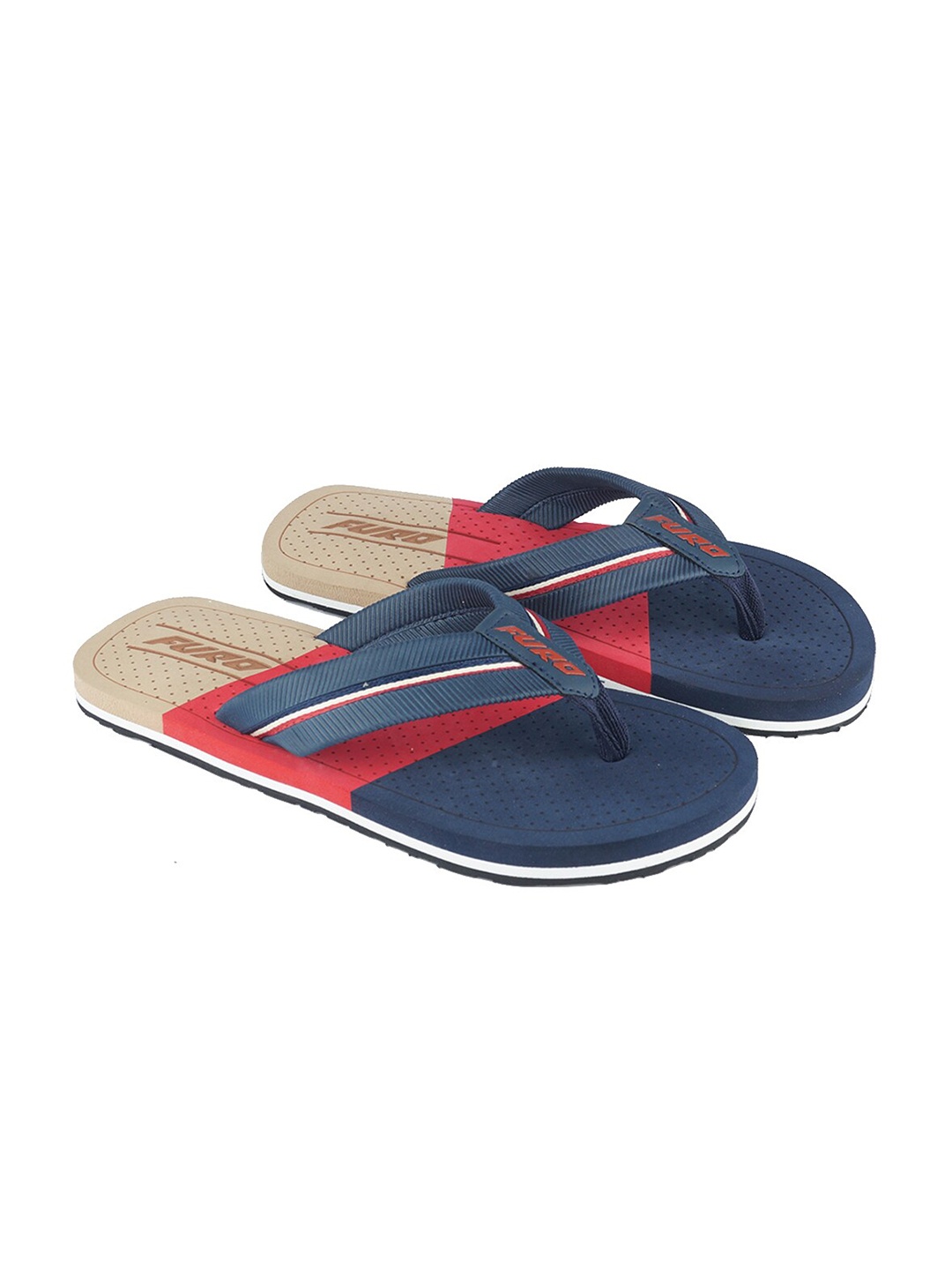 

FURO by Red Chief Men Red & Blue Striped Rubber Thong Flip-Flops