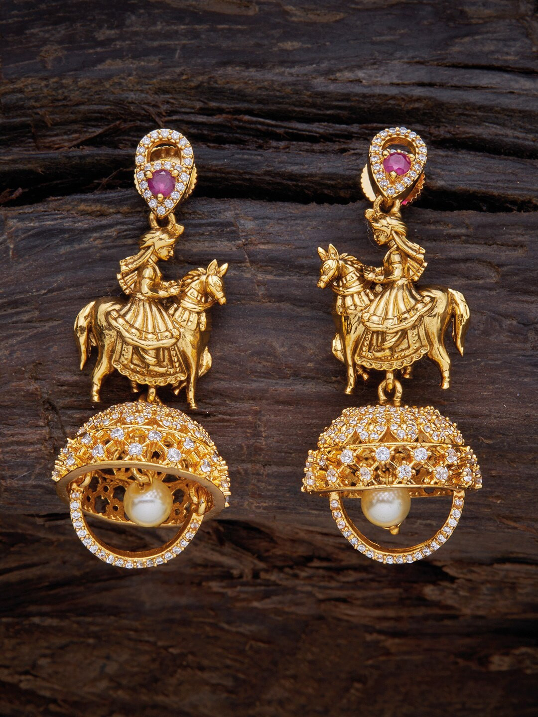 

Kushal's Fashion Jewellery Red Dome Shaped Drop Earrings