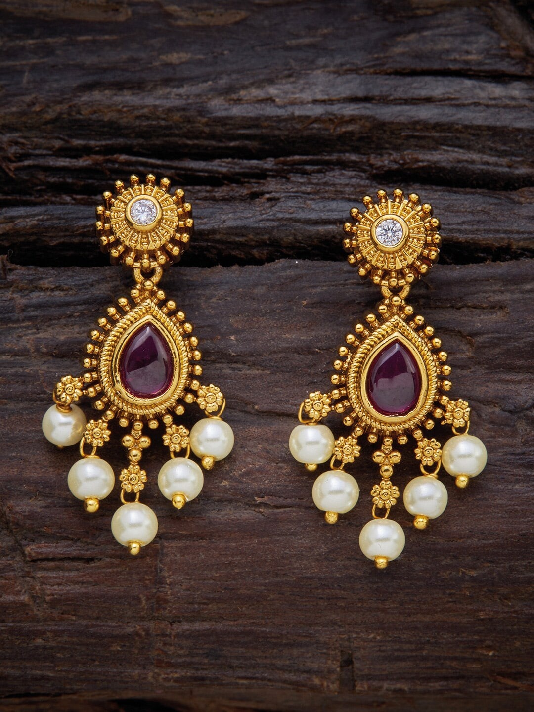 

Kushal's Fashion Jewellery Red Teardrop Shaped Drop Earrings