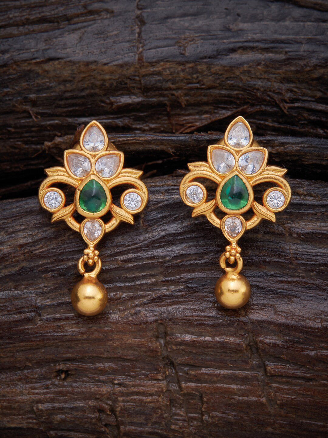 

Kushal's Fashion Jewellery Green Floral Drop Earrings