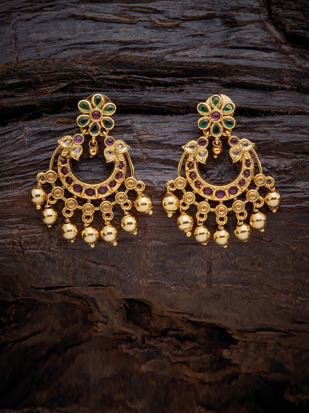 

Kushal's Fashion Jewellery Red Crescent Shaped Ear Cuff Earrings