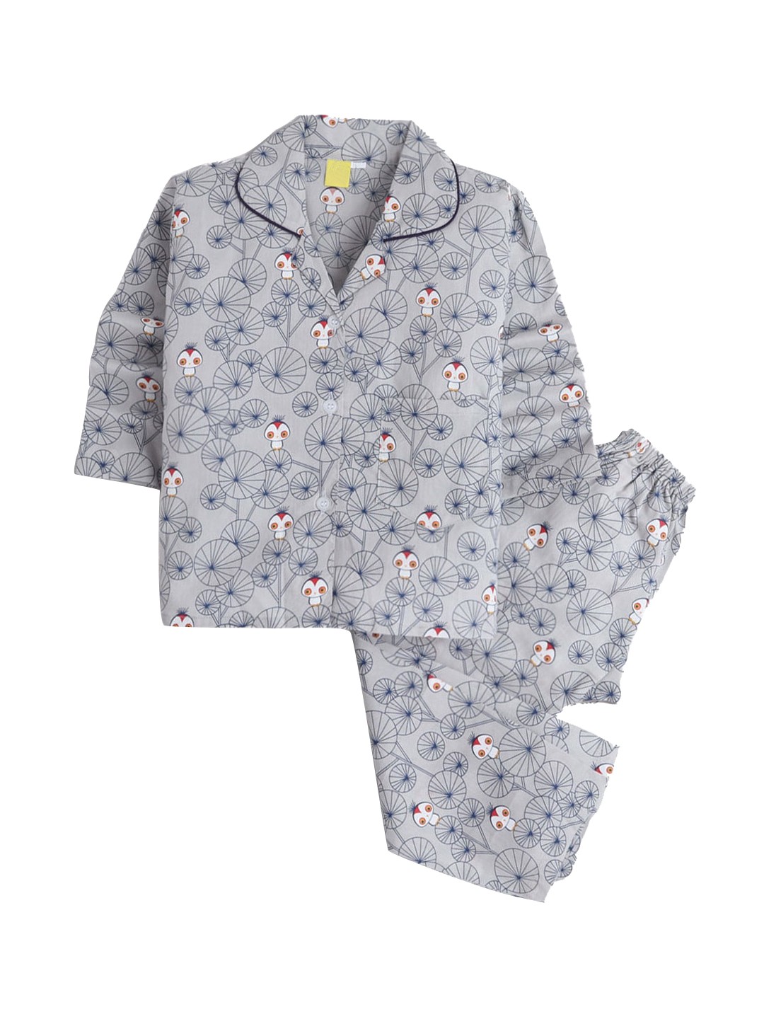 

Hopscotch Girls Grey & White Printed Cotton Night suit