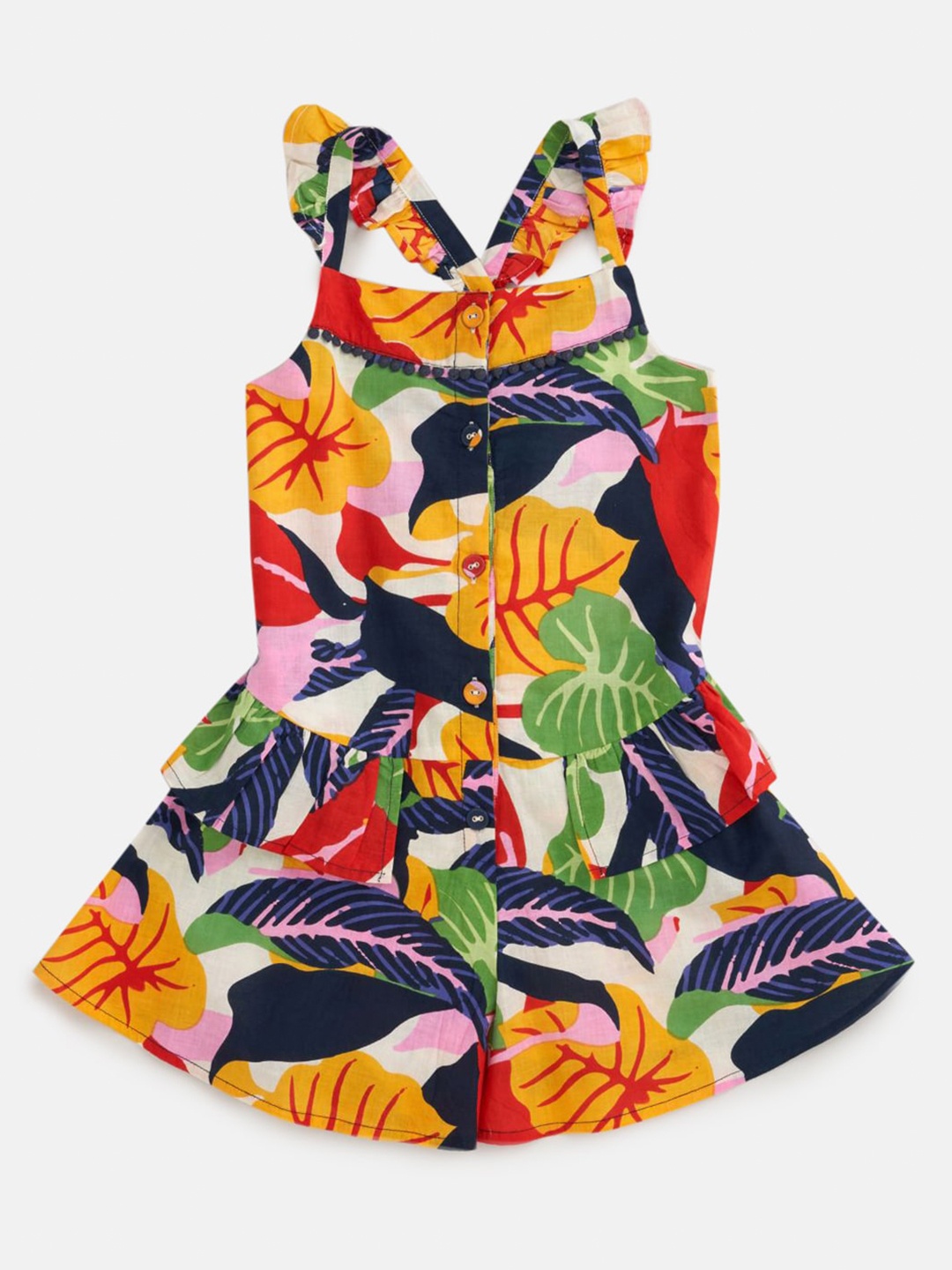 

Angel & Rocket Girls Multicoloured Floral Print Peplum Top, Multi