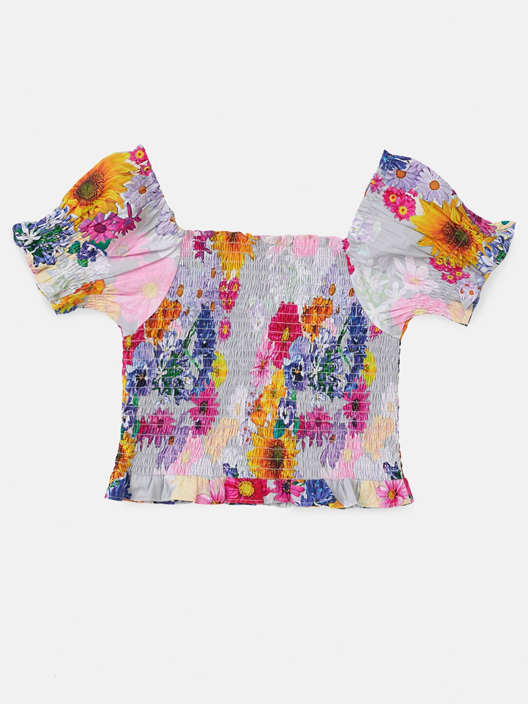 

Angel & Rocket Girls Multicoloured Floral Print Tiered Top, Multi