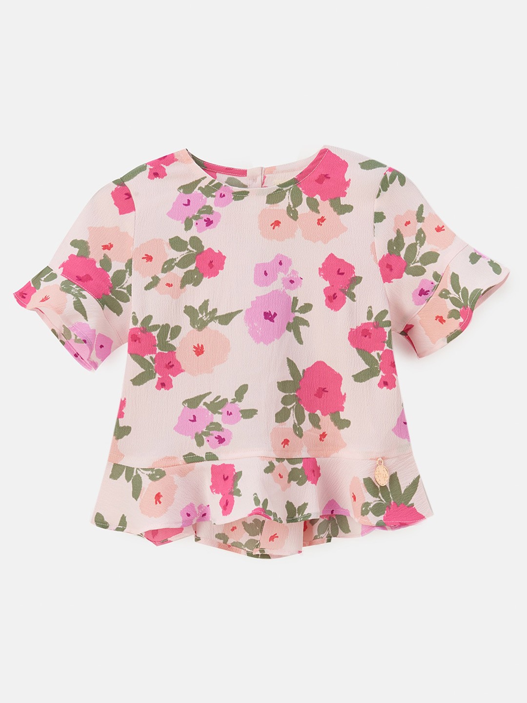 

Angel & Rocket Kids-Girls Pink Floral Print Chiffon Top