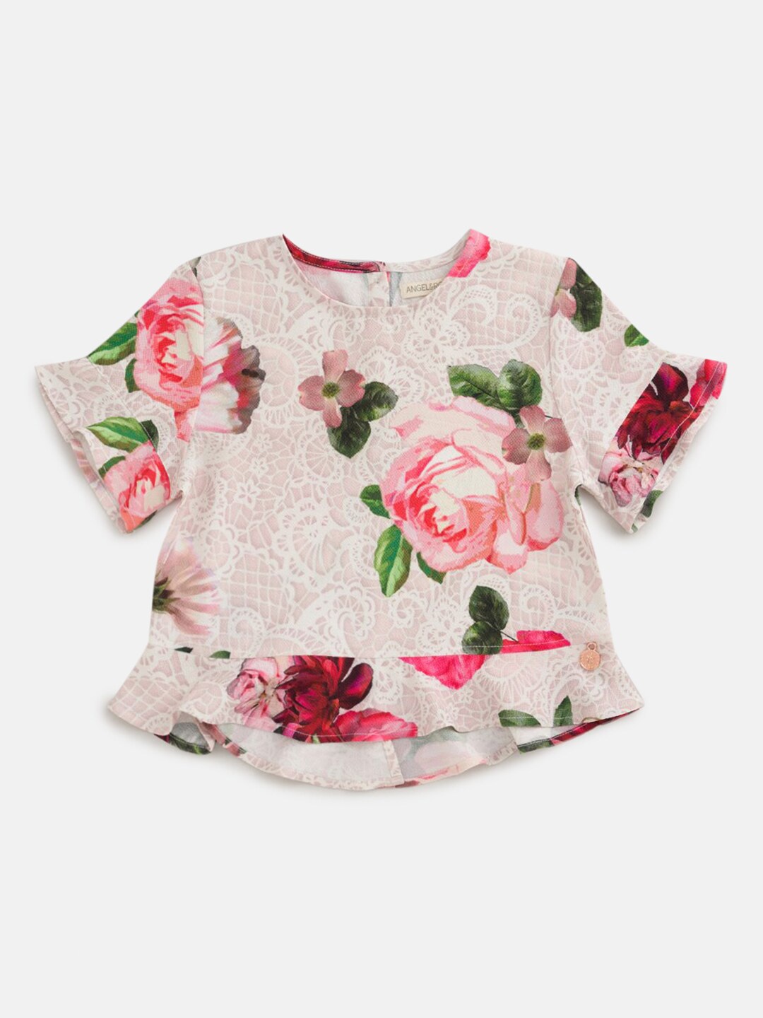 Angel & Rocket Pink Floral Striped Georgette Top