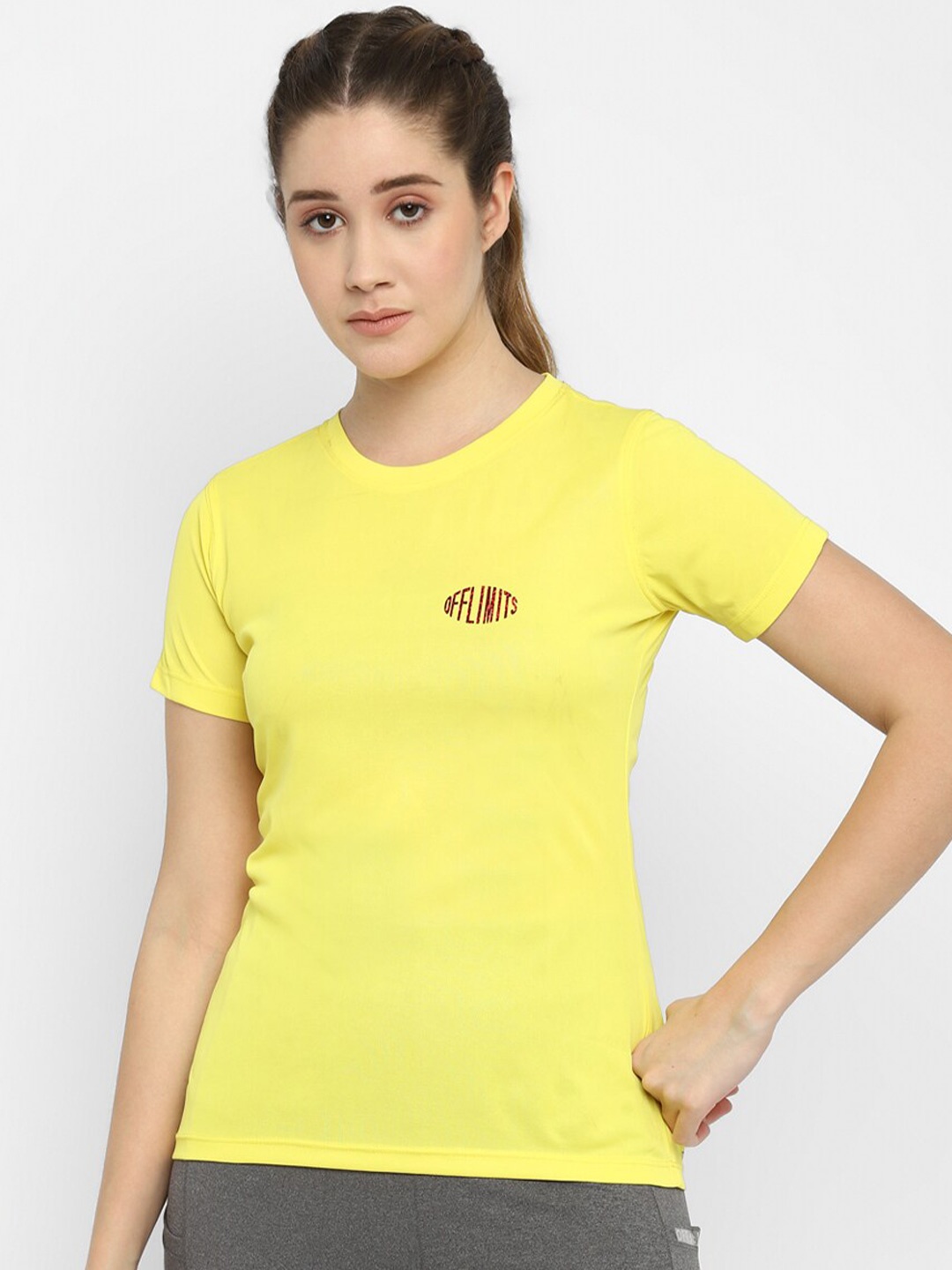 

OFF LIMITS Women Yellow Slim Fit T-shirt