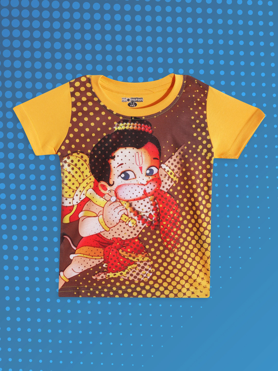 

Eteenz Boys Yellow & Brown Hanuman Print T-shirt