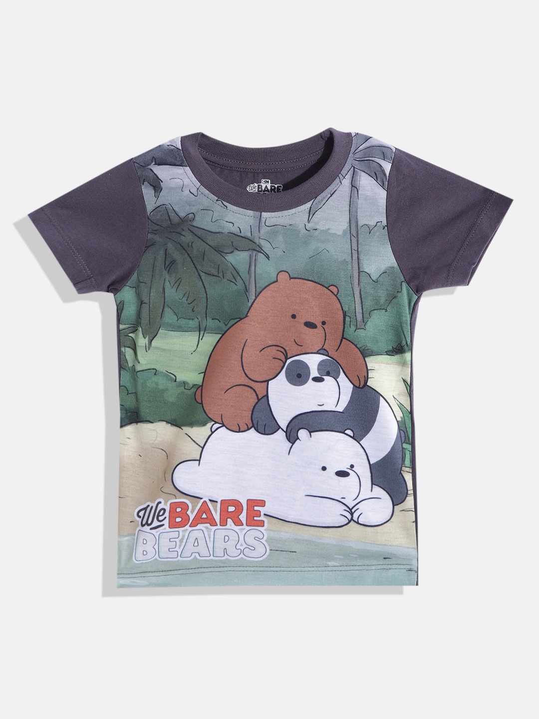 

Eteenz Boys Green & Charcoal Grey Bear Print T-shirt
