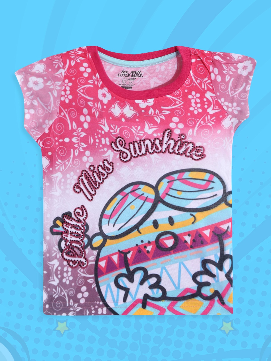 

Birthday Girl Girls Pink & White Little Miss Sunshine Printed Puff Sleeves T-shirt