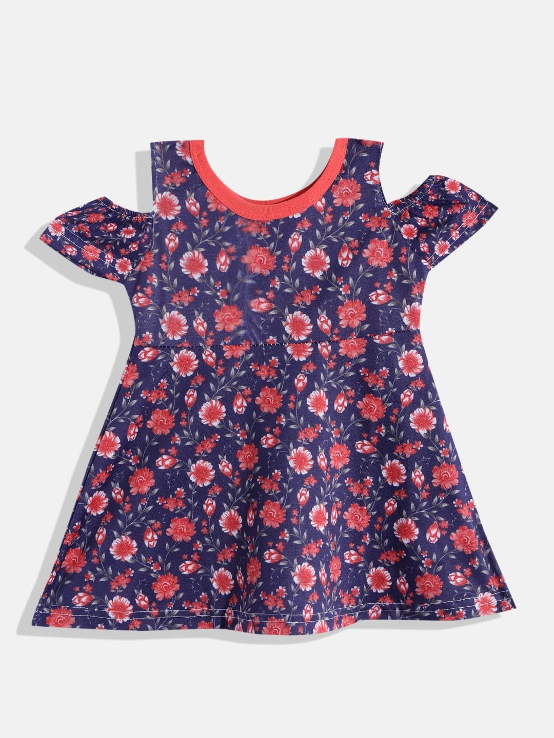 

Birthday Girl Girls Navy Blue & Pink Floral Print Cotton A-Line Top