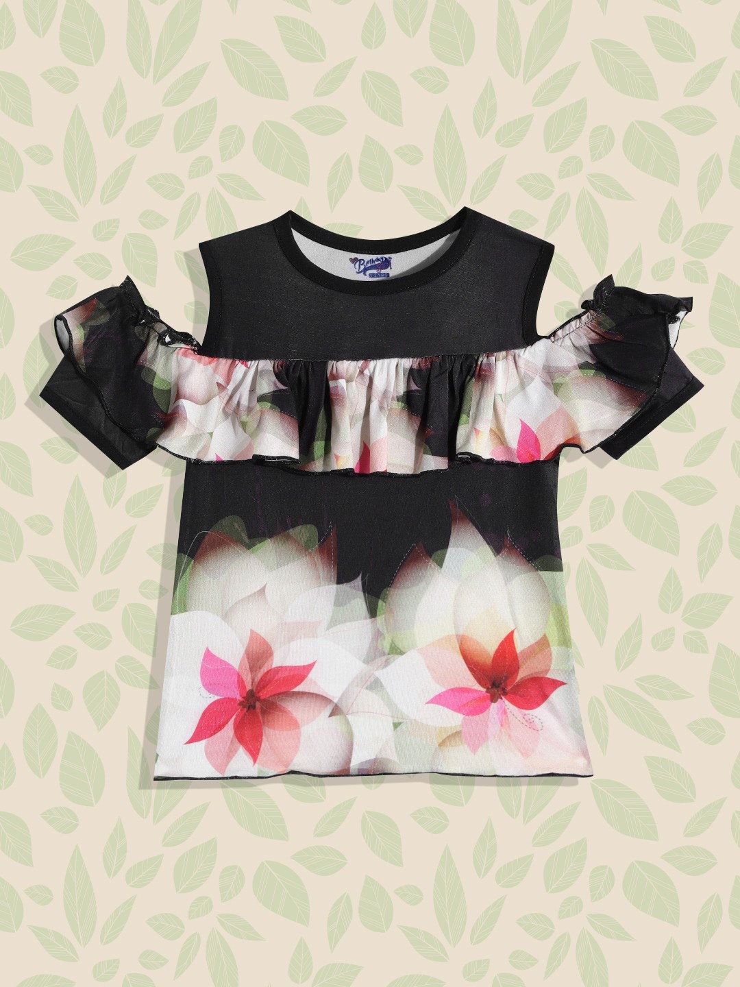 

Birthday Girl Girls Black & White Floral Print Layered Cotton Top