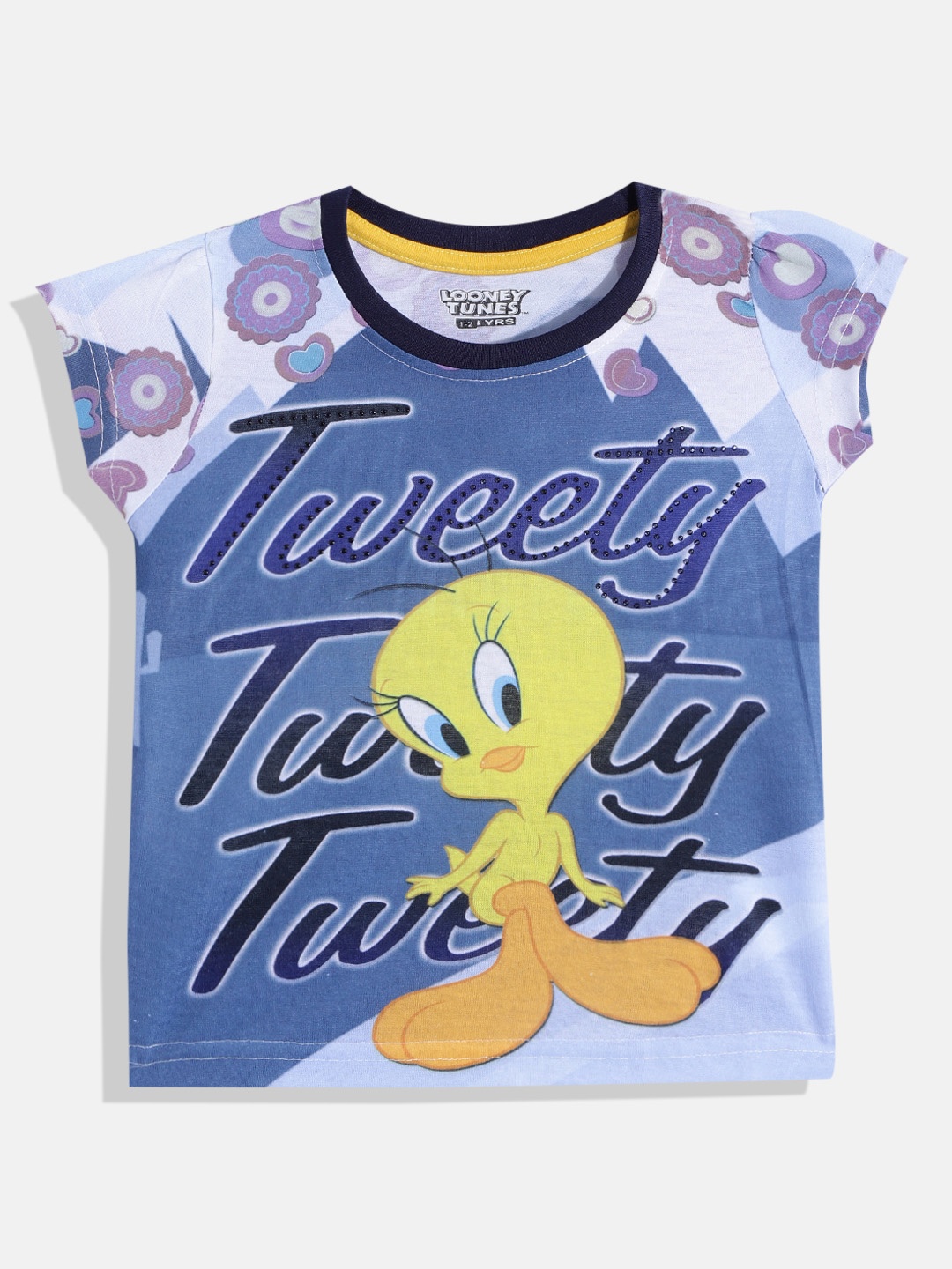 

Birthday Girl Girls Blue & Yellow Tweety Printed T-shirt