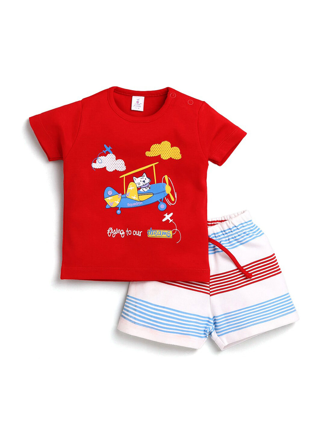 

Hopscotch Boys Red & White Printed T-shirt with Shorts