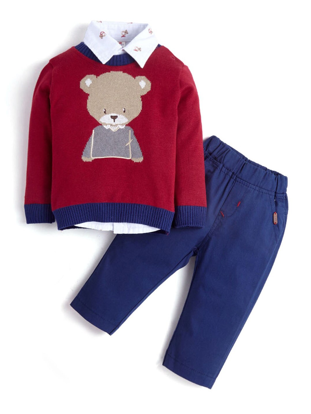 

Hopscotch Boys Maroon & Blue Printed Top with Trousers