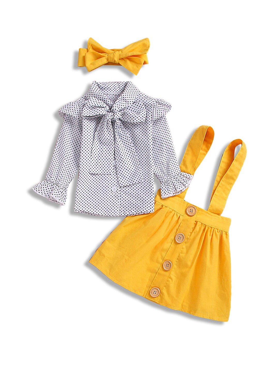 

Hopscotch Girls Yellow & Grey Printed Top with Skirt