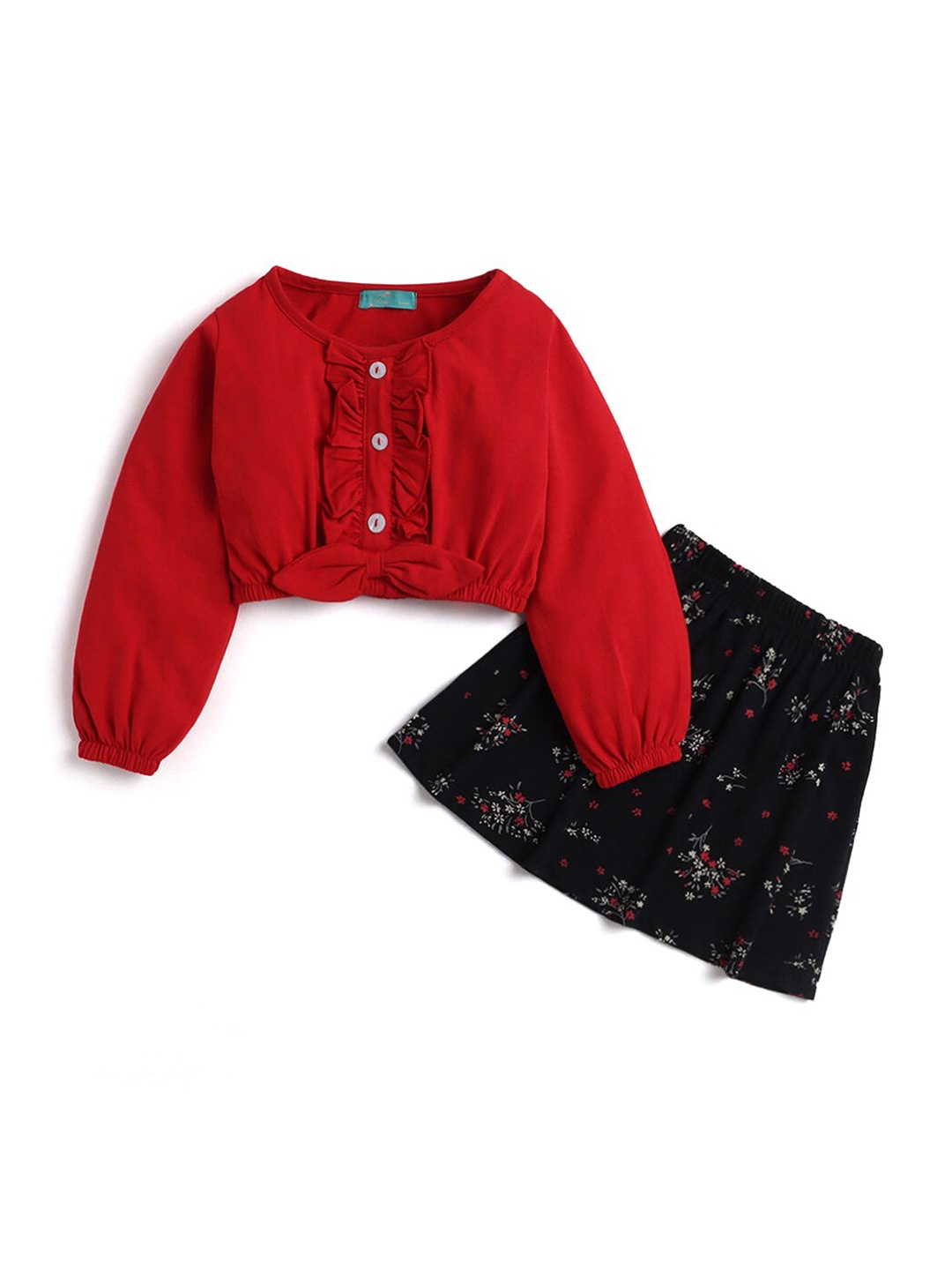 

Hopscotch Girls Red & Black Top with Skirt
