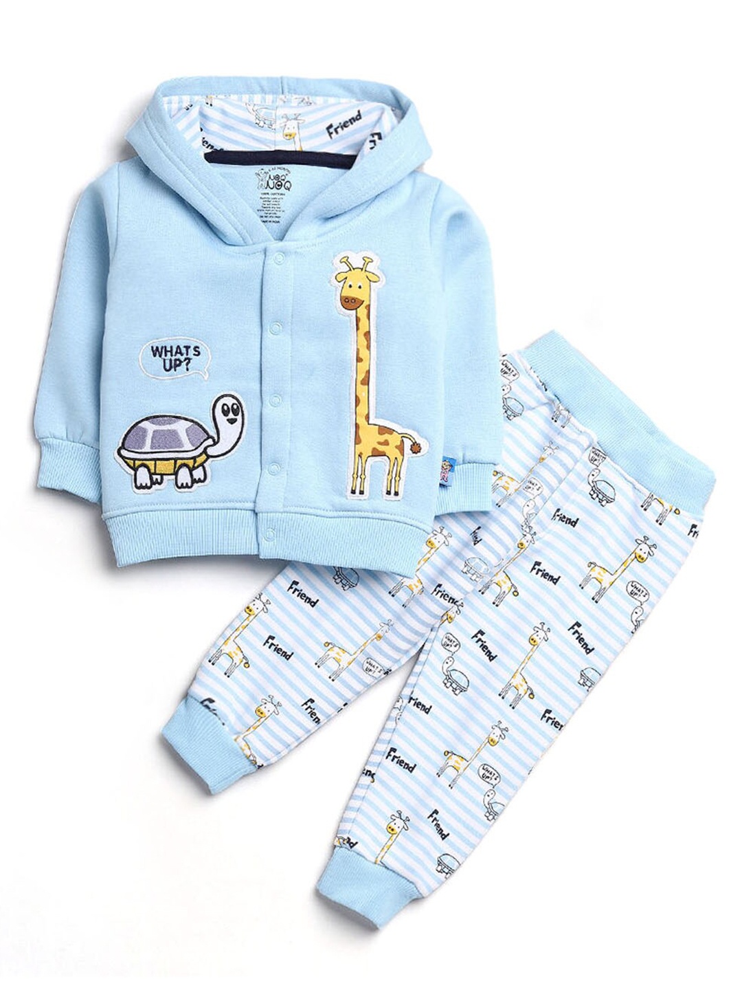 

Hopscotch Boys Blue Printed Pure Cotton Top with Trousers