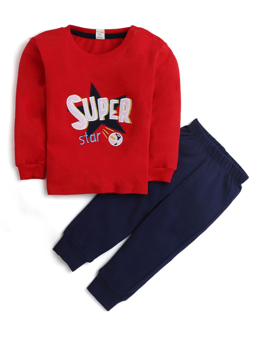 

Hopscotch Boys Red & Blue Printed T-shirt with Trousers